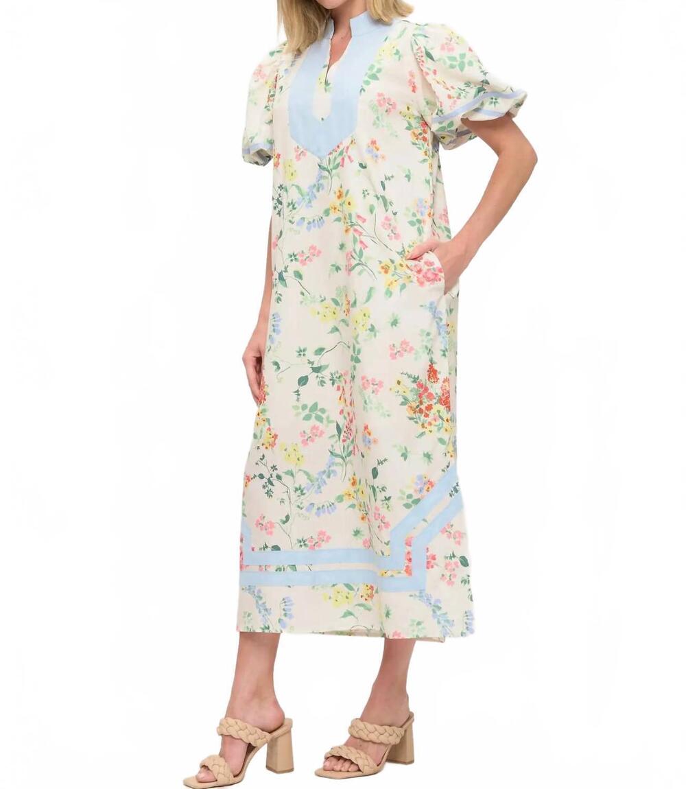 NEW BEESON RIVER floral tunic maxi dress in white